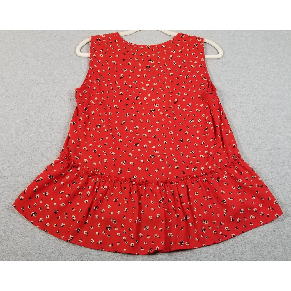 Pleione Peplum Blouse Women S Small Red Floral Sleeveless Spring Girly Cute Fun - Picture 3 of 8